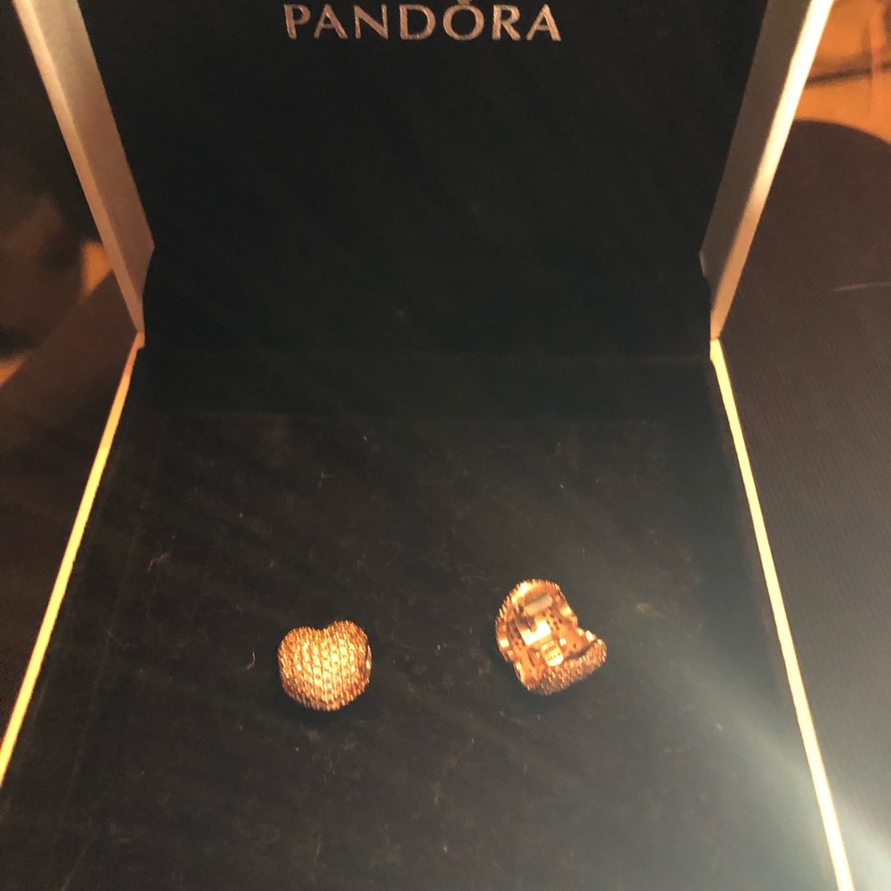 Pandora rose gold heart clips